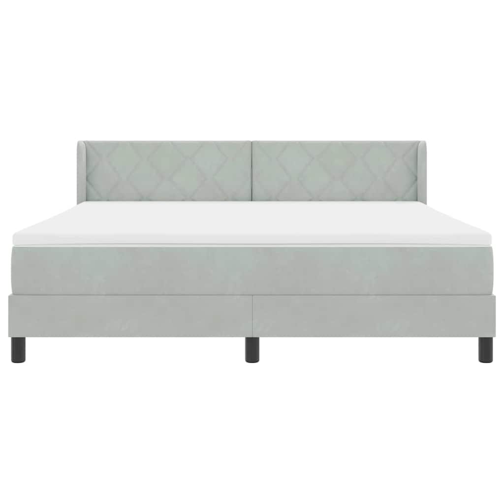 Κρεβάτι με ελατήρια Ανοιχτό γκρι 200 x 180 cm Βελούδο - Pakobazaar