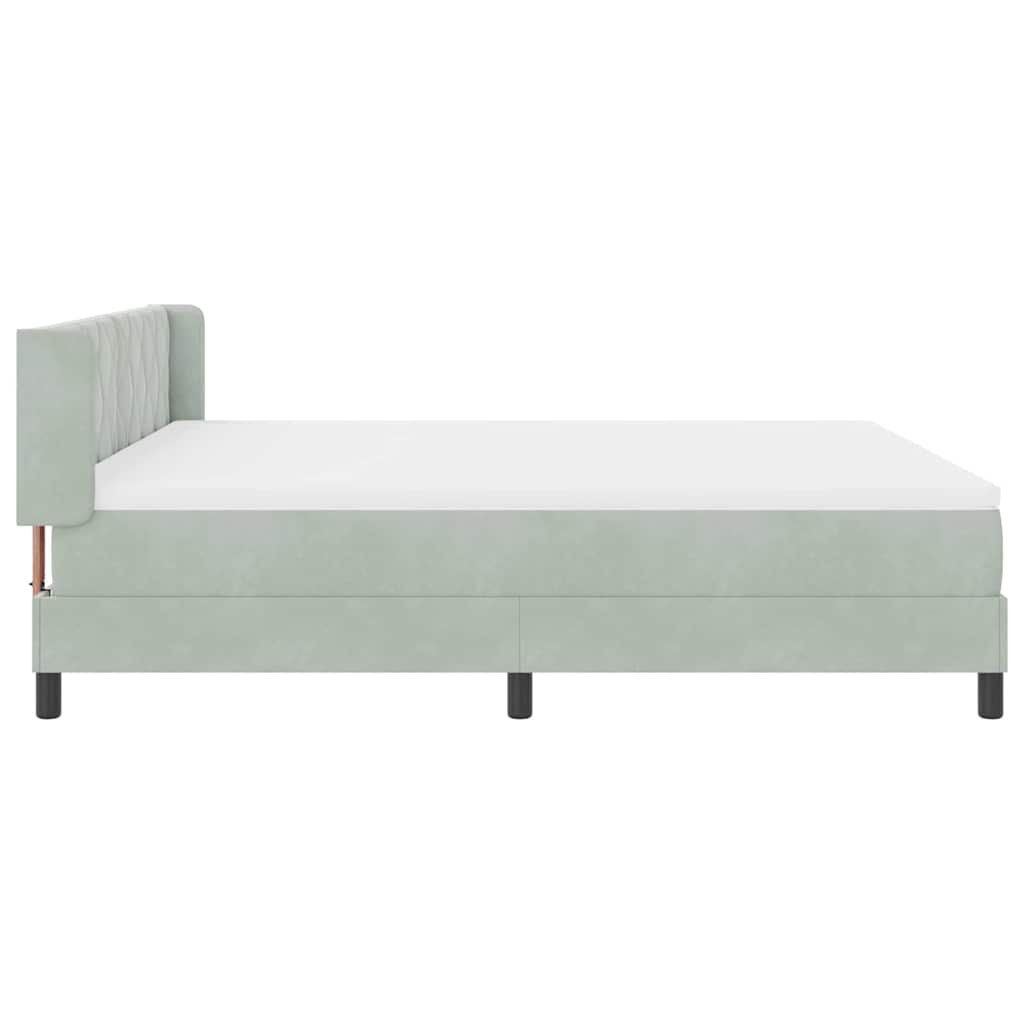 Κρεβάτι με ελατήρια Ανοιχτό γκρι 200 x 180 cm Βελούδο - Pakobazaar