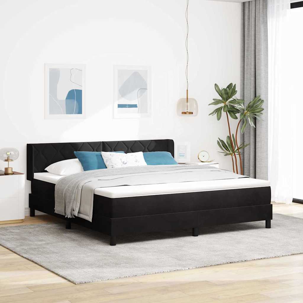 Κρεβάτι με ελατήρια με κεφαλάρι Μαύρο 200 x 180 cm Βελούδο - Pakobazaar
