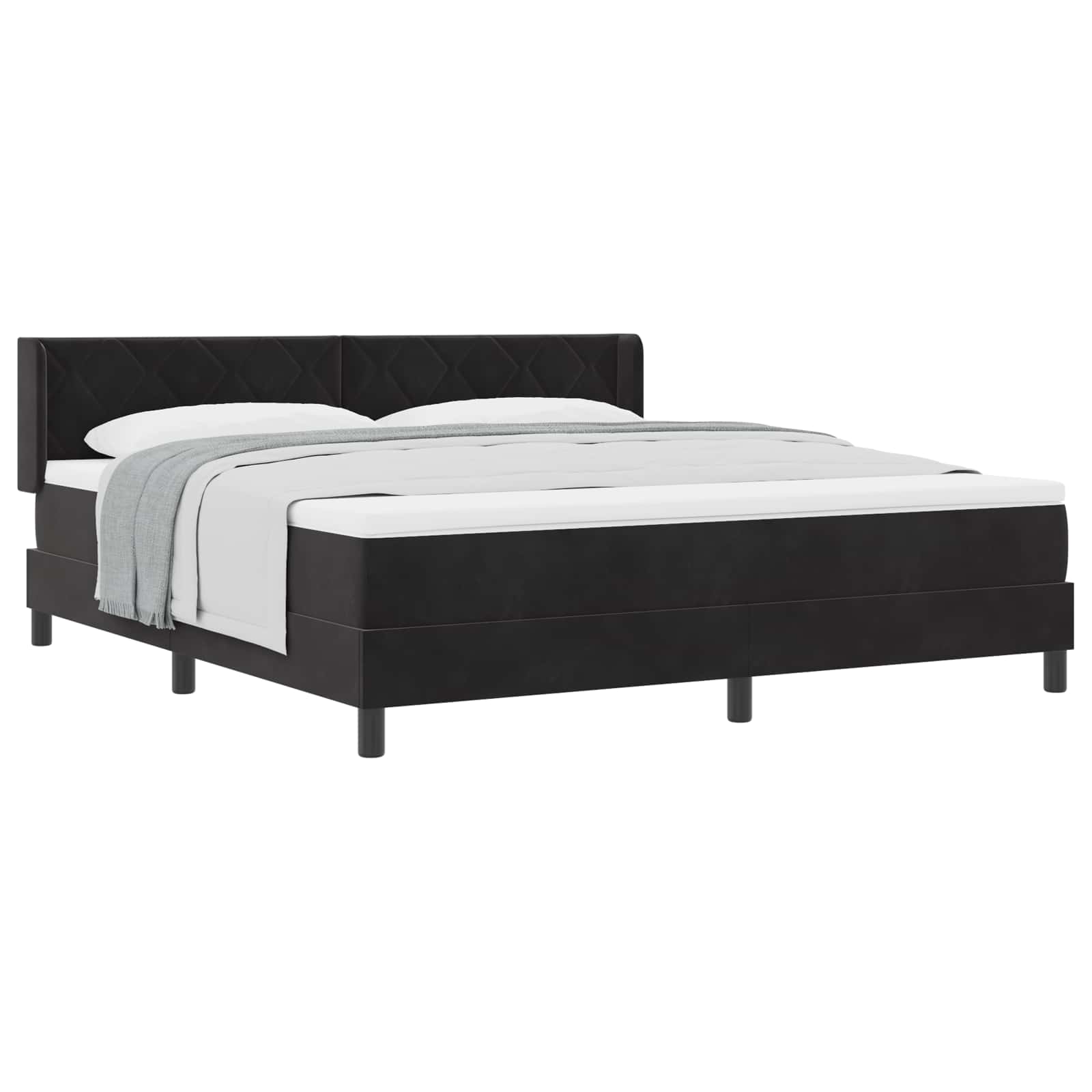 Κρεβάτι με ελατήρια με κεφαλάρι Μαύρο 200 x 180 cm Βελούδο - Pakobazaar