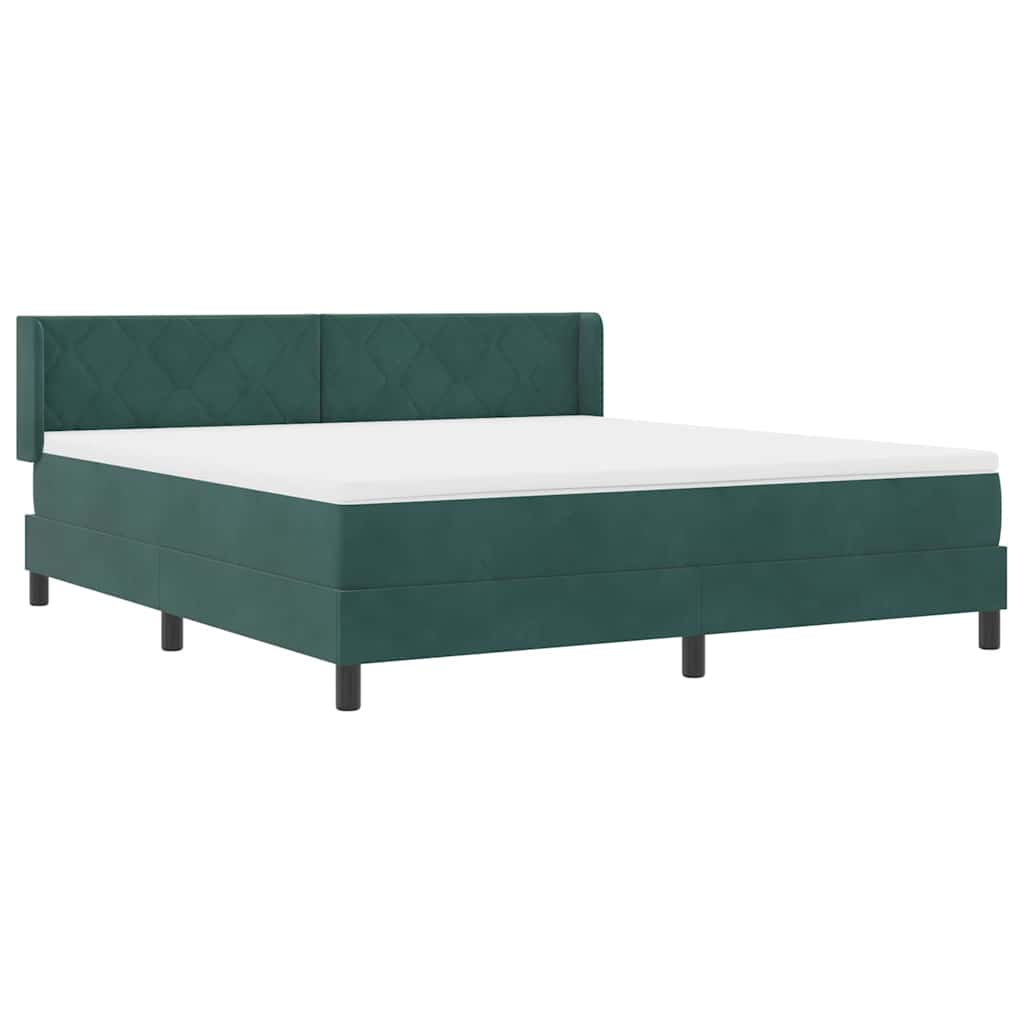 Κρεβάτι με ελατήρια Σκούρο Πράσινο 200 x 180 cm Βελούδο - Pakobazaar