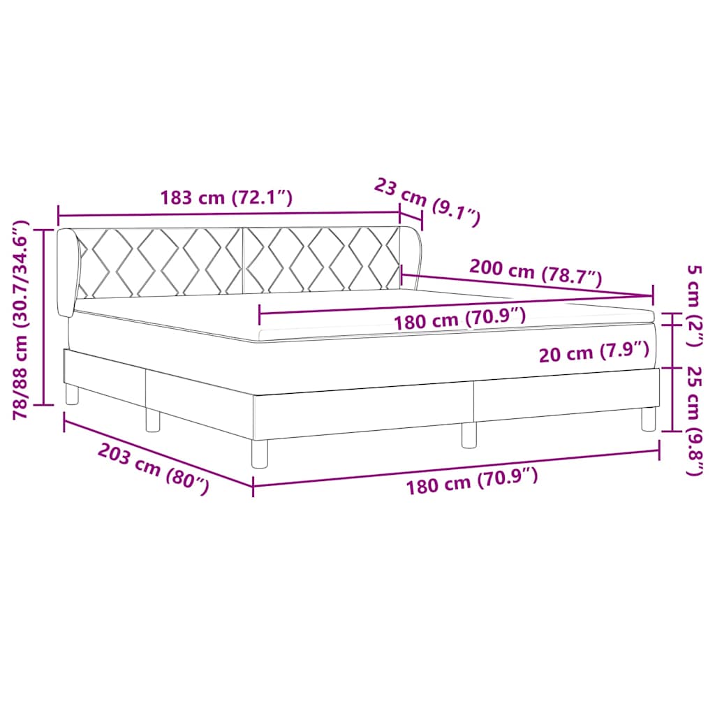 Κρεβάτι με ελατήρια με στρώμα Ροζ 200 x 180 cm Πολυεστέρας - Pakobazaar
