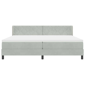 Κρεβάτι με ελατήρια Ανοιχτό γκρι 200 x 200 cm Βελούδο - Pakobazaar