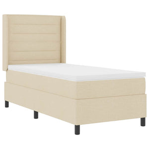Κρεβάτι με ελατήρια με μαξιλάρι Κρεμ 190 x 90 cm ύφασμα - Pakobazaar