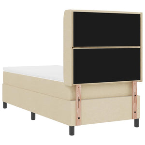 Κρεβάτι με ελατήρια με μαξιλάρι Κρεμ 190 x 90 cm ύφασμα - Pakobazaar