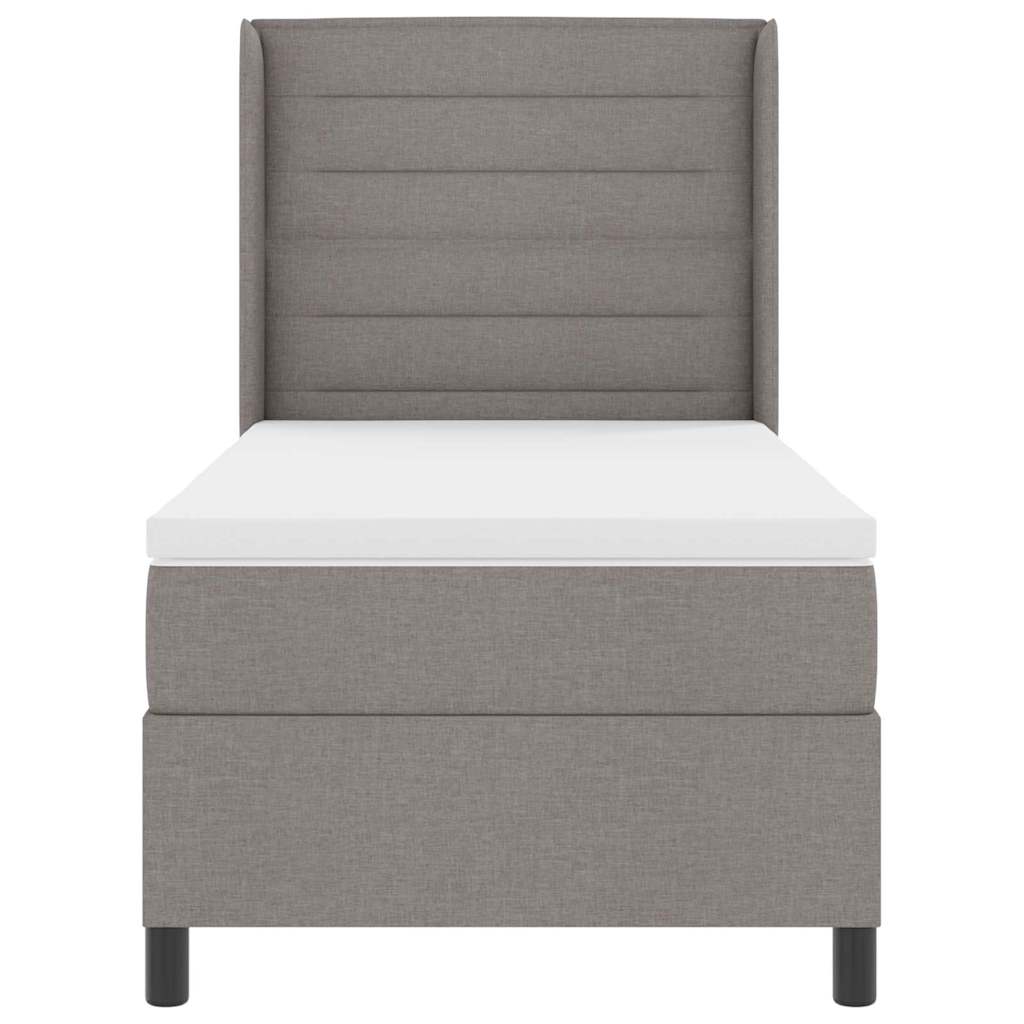 Κρεβάτι με ελατήρια με στρώμα Taupe 90 x 200 cm ύφασμα - Pakobazaar