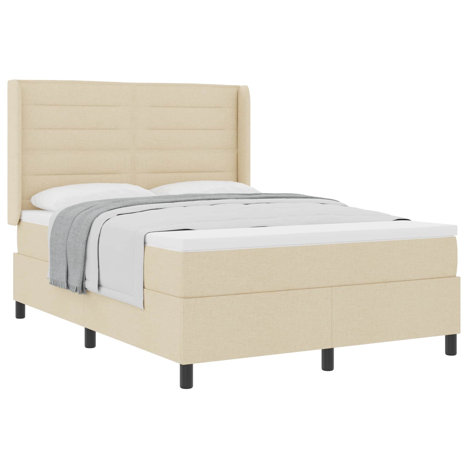 Κρεβάτι με ελατήρια με στρώμα Κρεμ 140 x 190 cm ύφασμα - Pakobazaar