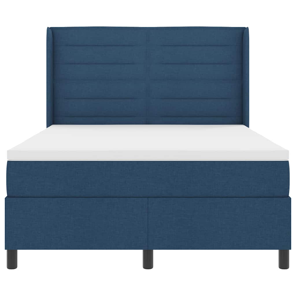 Κρεβάτι με ελατήρια με στρώμα Μπλε 140 x 200 cm ύφασμα - Pakobazaar