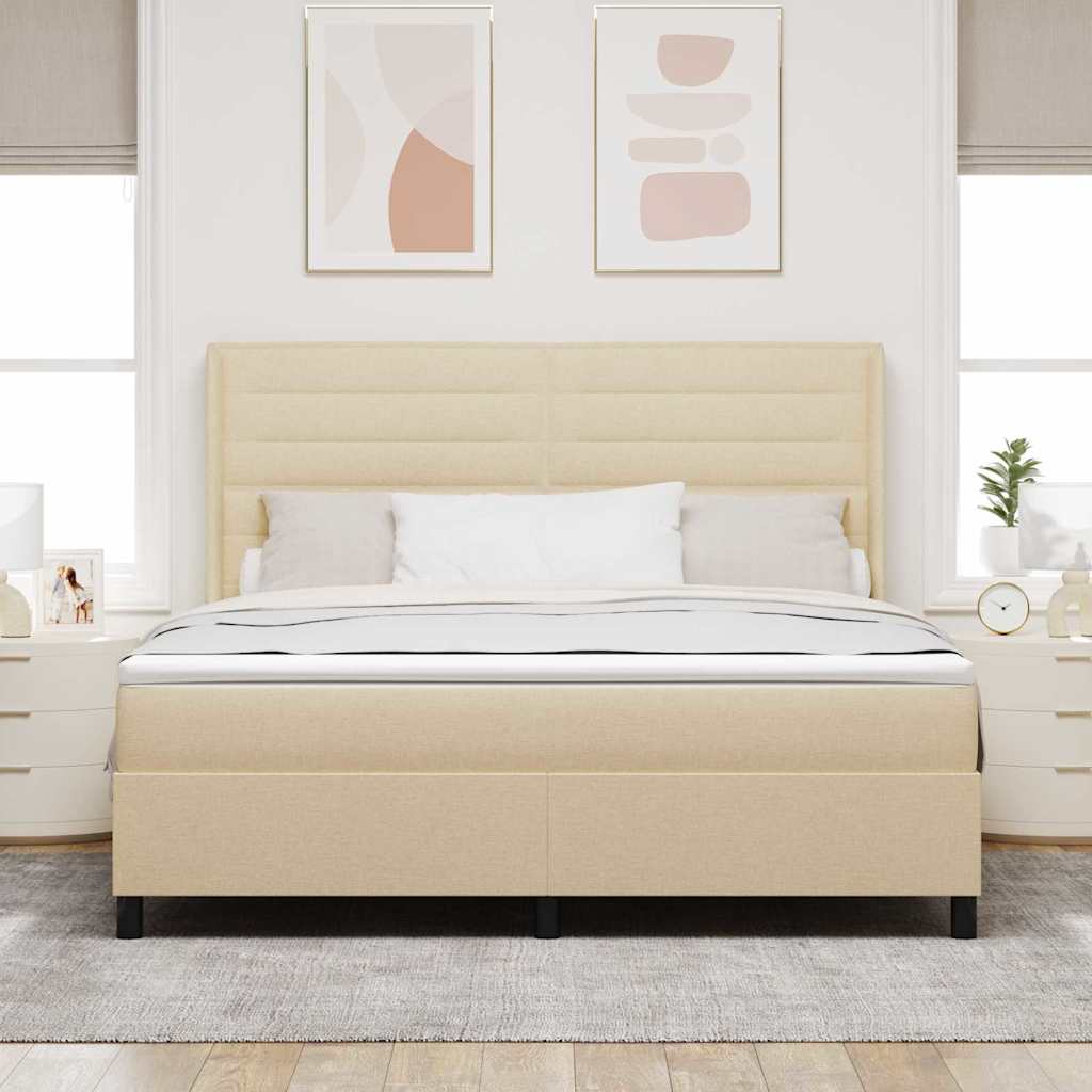 Κρεβάτι με ελατήρια με μαξιλάρι Κρεμ 200 x 180 cm ύφασμα
