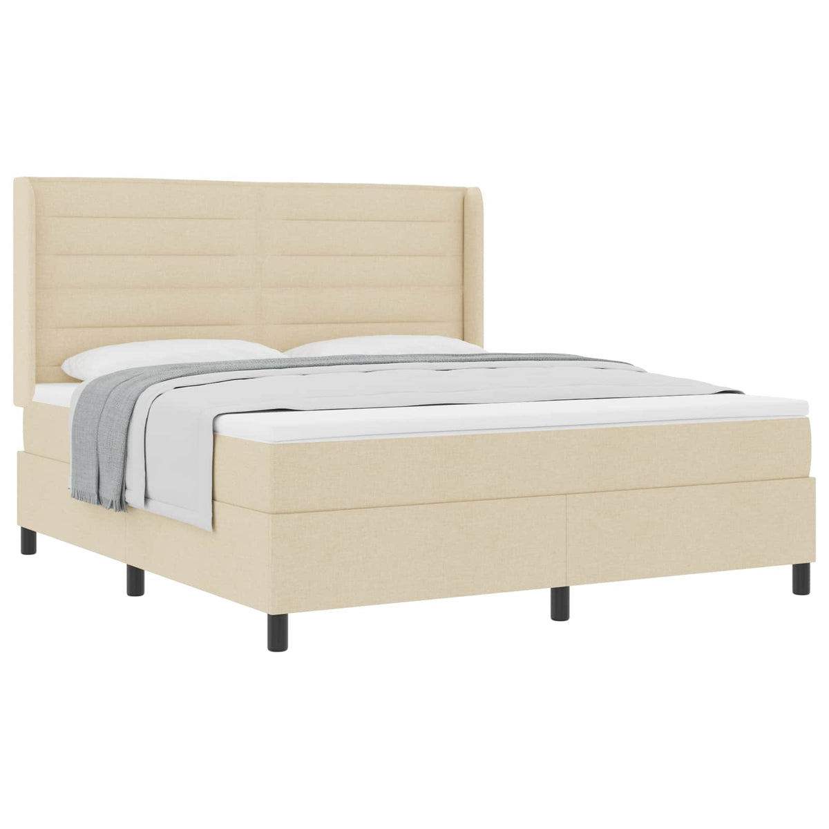 Κρεβάτι με ελατήρια με μαξιλάρι Κρεμ 200 x 180 cm ύφασμα