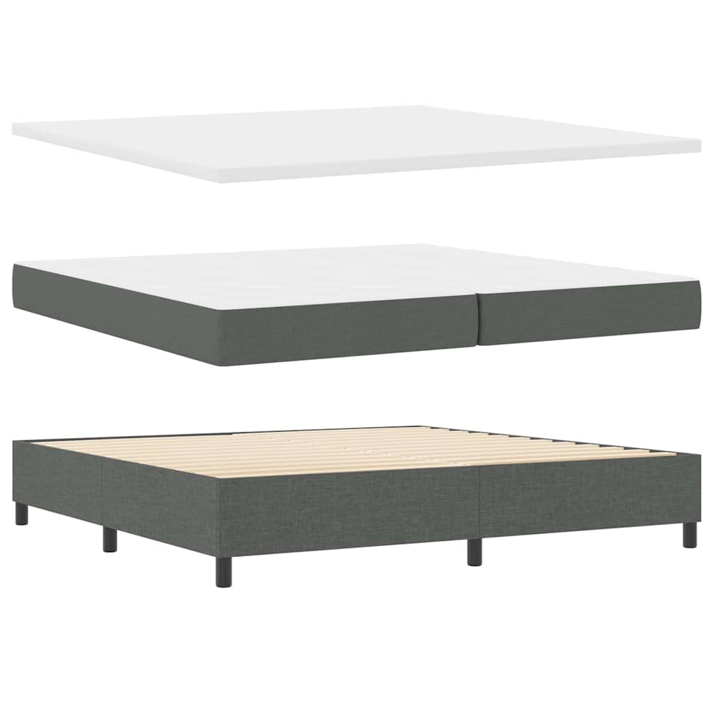 Κρεβάτι με ελατήρια με στρώμα Σκούρο γκρι 200 x 200 cm ύφασμα - Pakobazaar