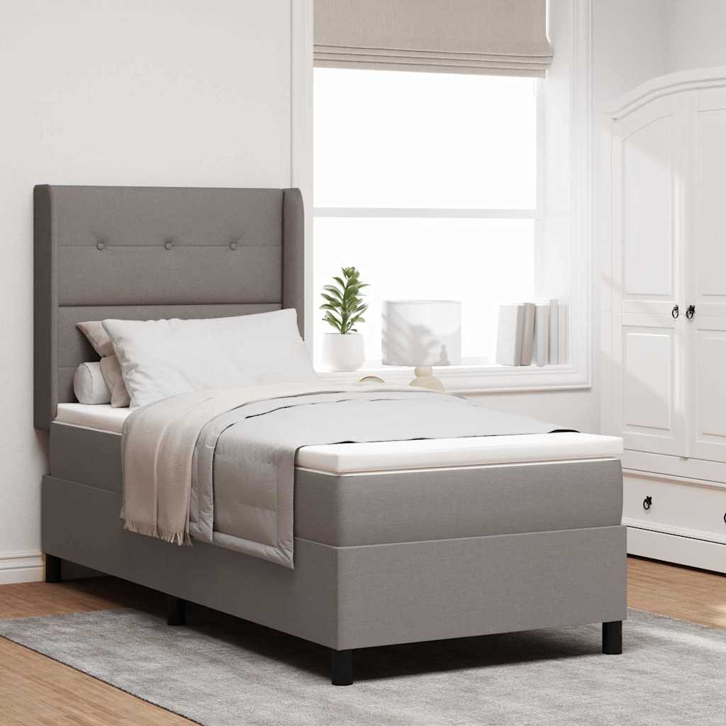 Κρεβάτι με ελατήρια με στρώμα Taupe 80 x 200 cm ύφασμα - Pakobazaar
