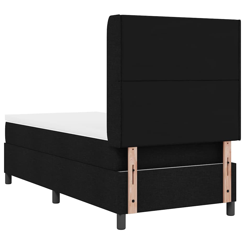 Κρεβάτι με ελατήρια με στρώμα Μαύρο 90 x 190 cm ύφασμα - Pakobazaar