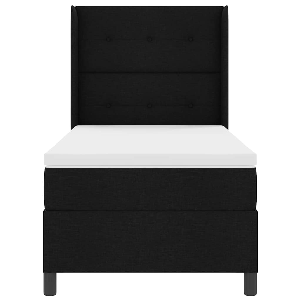 Κρεβάτι με ελατήρια με στρώμα Μαύρο 90 x 190 cm ύφασμα - Pakobazaar