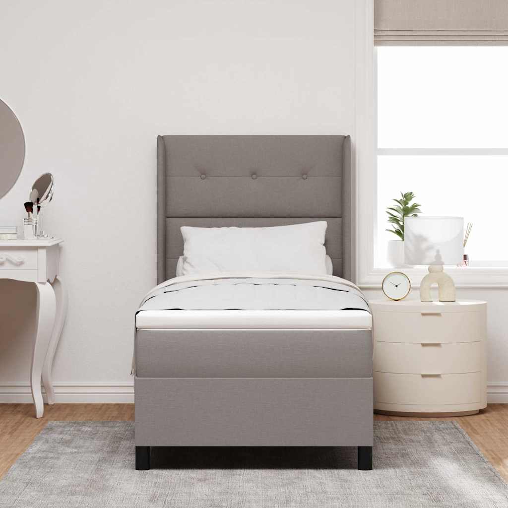 Κρεβάτι με ελατήρια με μαξιλάρι Taupe 190 x 90 cm ύφασμα