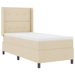 Κρεβάτι με ελατήρια με μαξιλάρι Κρεμ 200 x 100 cm ύφασμα