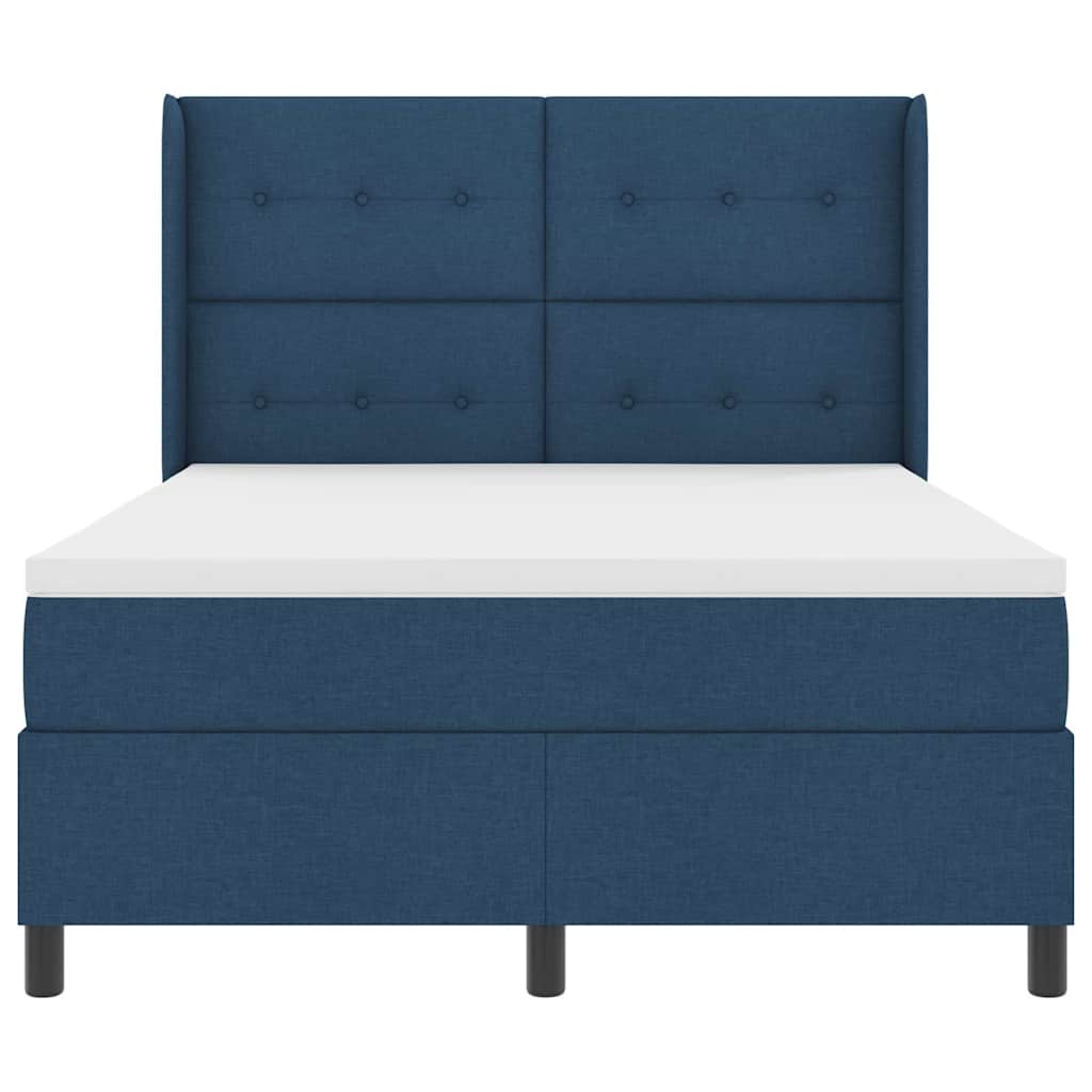Κρεβάτι με ελατήρια με στρώμα Μπλε 140 x 190 cm ύφασμα - Pakobazaar