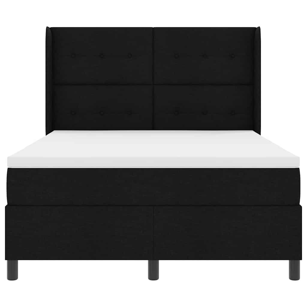 Κρεβάτι με ελατήρια με στρώμα Μαύρο 160 x 200 cm ύφασμα - Pakobazaar