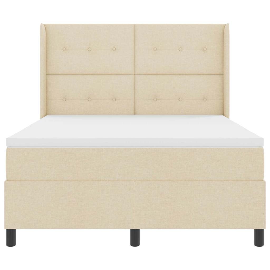 Κρεβάτι με ελατήρια με στρώμα Κρεμ 160 x 200 cm ύφασμα - Pakobazaar