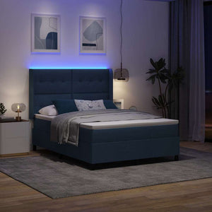 Κρεβάτι με ελατήρια με στρώμα Μπλε 160 x 200 cm ύφασμα - Pakobazaar