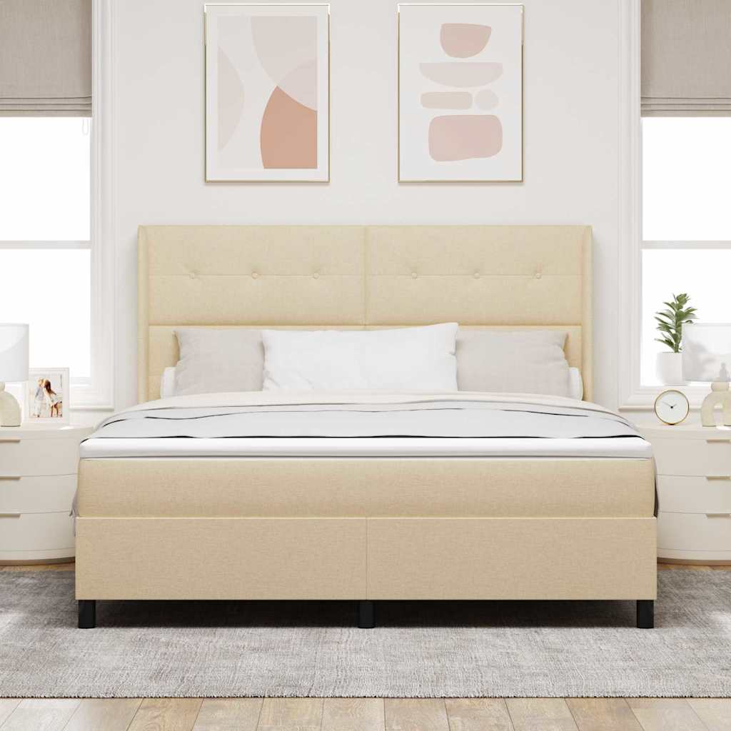 Κρεβάτι με ελατήρια με στρώμα Κρεμ 180 x 200 cm ύφασμα - Pakobazaar