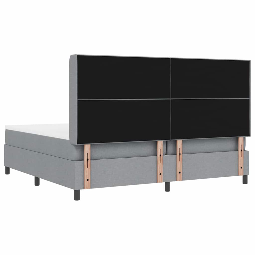 Κρεβάτι με ελατήρια Ανοιχτό γκρι 200 x 200 cm ύφασμα - Pakobazaar