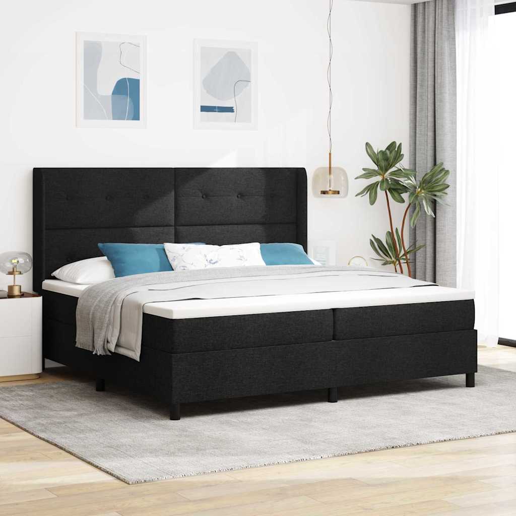Κρεβάτι με ελατήρια με μαξιλάρι Μαύρο 200 x 200 cm ύφασμα - Pakobazaar
