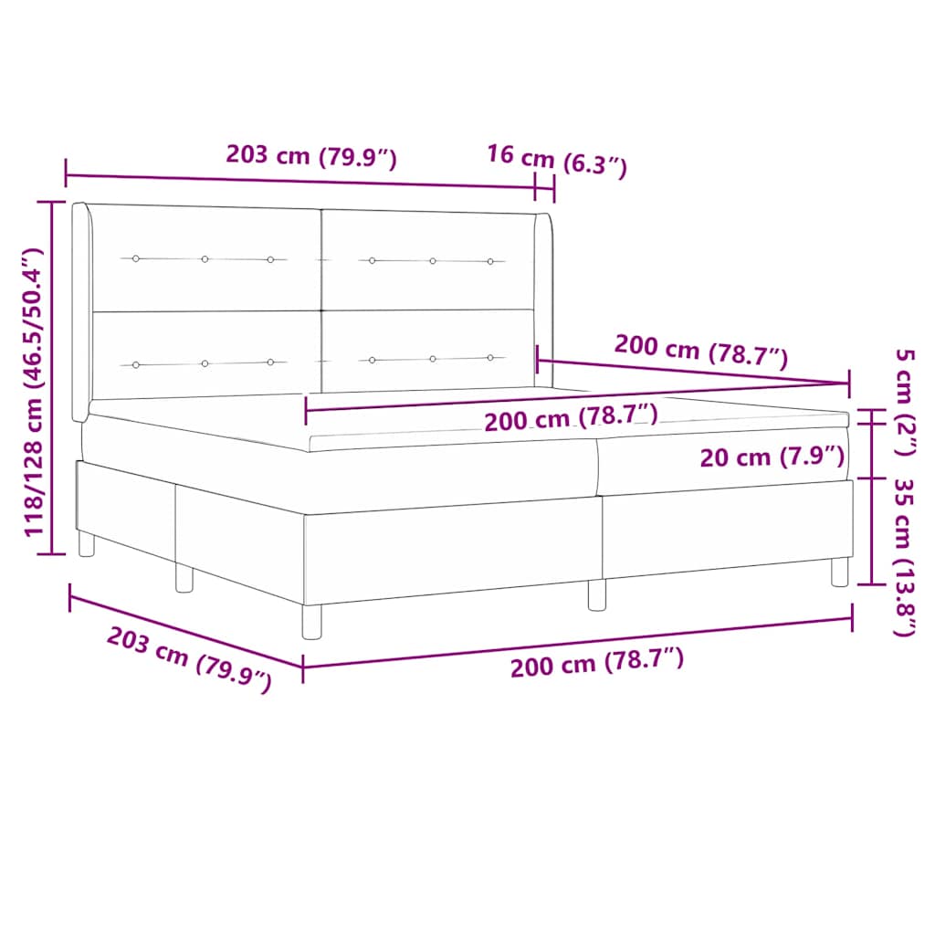 Κρεβάτι με ελατήρια με στρώμα Taupe 200 x 200 cm ύφασμα - Pakobazaar