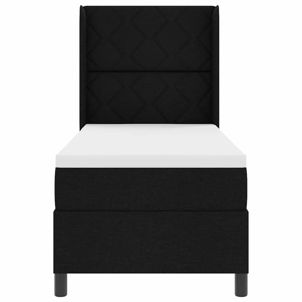Κρεβάτι με ελατήρια με στρώμα Μαύρο 80 x 200 cm ύφασμα - Pakobazaar