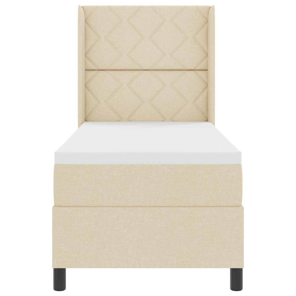 Κρεβάτι με ελατήρια με στρώμα Κρεμ 200 x 80 εκατοστά ύφασμα