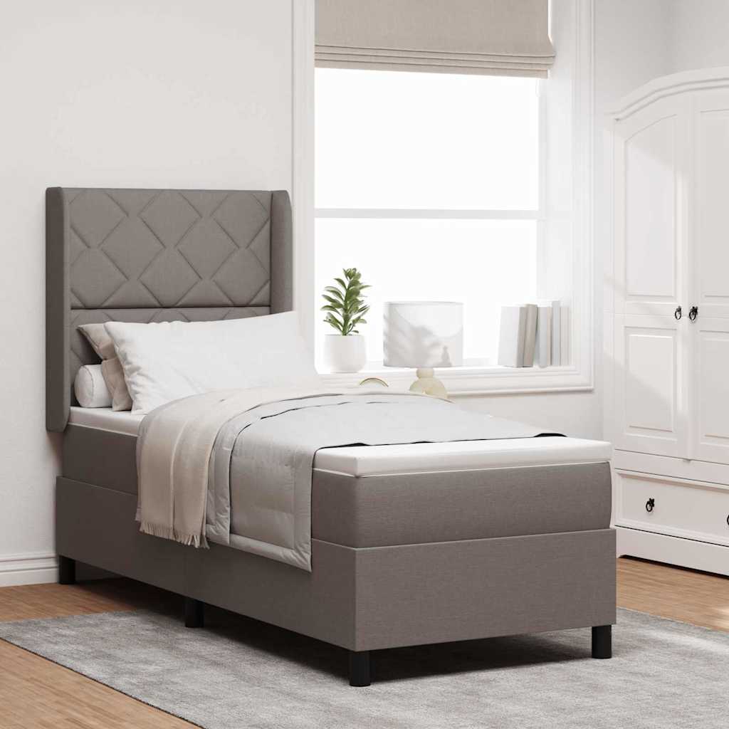 Κρεβάτι με ελατήρια με μαξιλάρι Taupe 190 x 90 cm ύφασμα - Pakobazaar