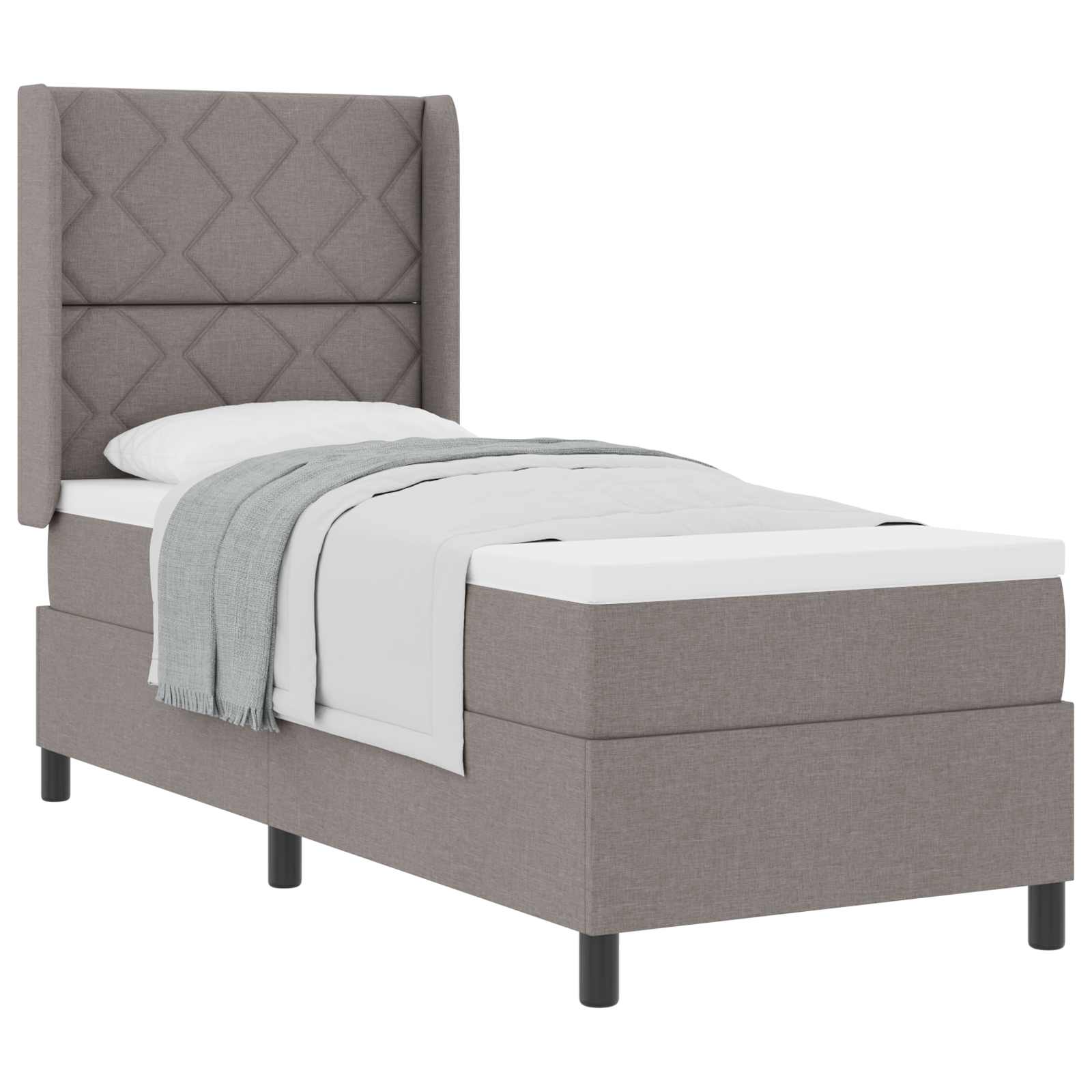 Κρεβάτι με ελατήρια με μαξιλάρι Taupe 190 x 90 cm ύφασμα - Pakobazaar
