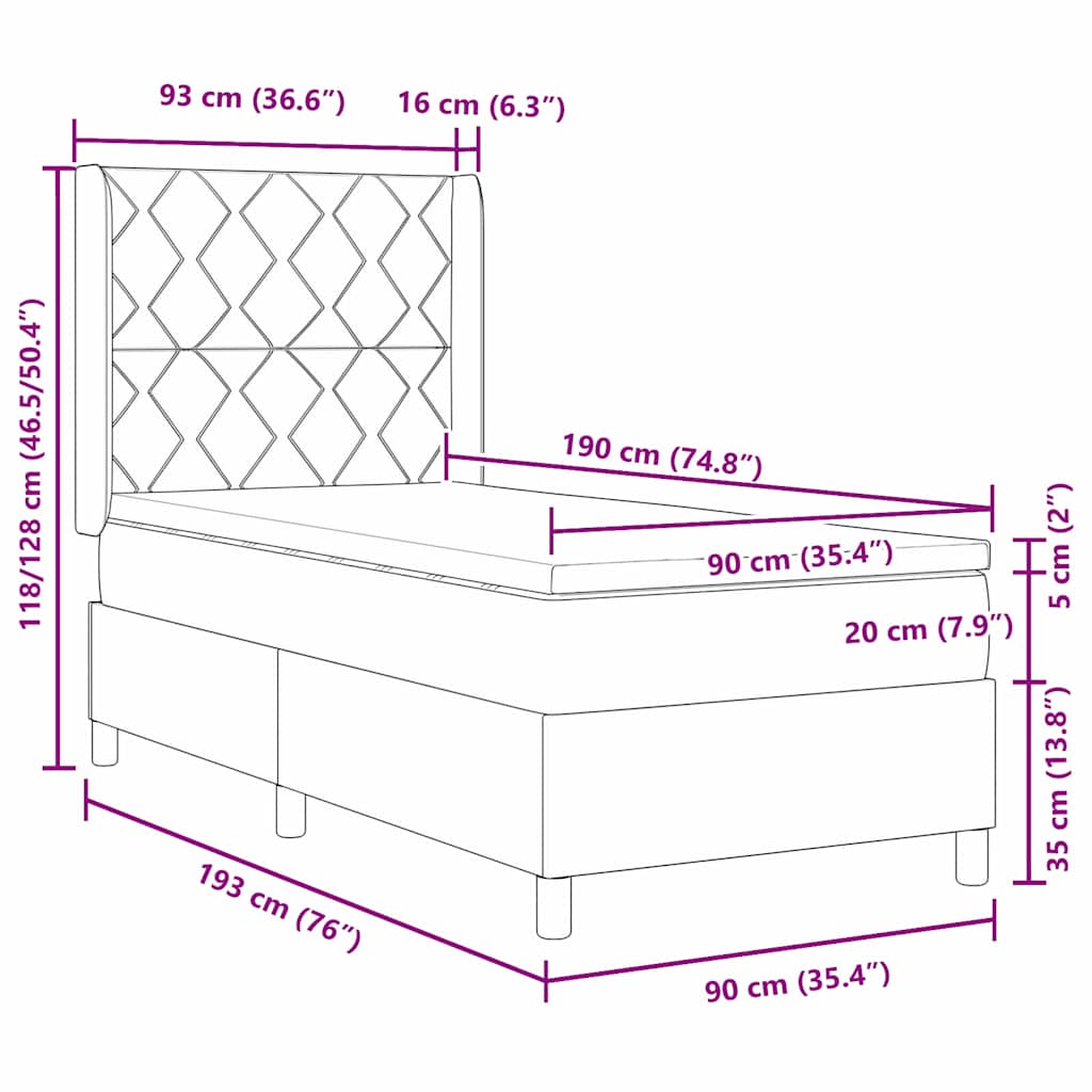 Κρεβάτι με ελατήρια με μαξιλάρι Taupe 190 x 90 cm ύφασμα - Pakobazaar