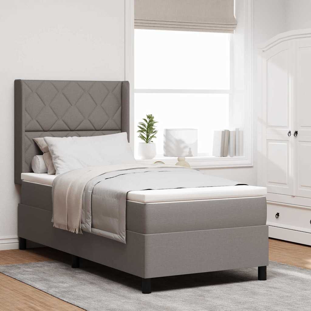Κρεβάτι με ελατήρια με μαξιλάρι Taupe 200 x 90 εκ. ύφασμα - Pakobazaar