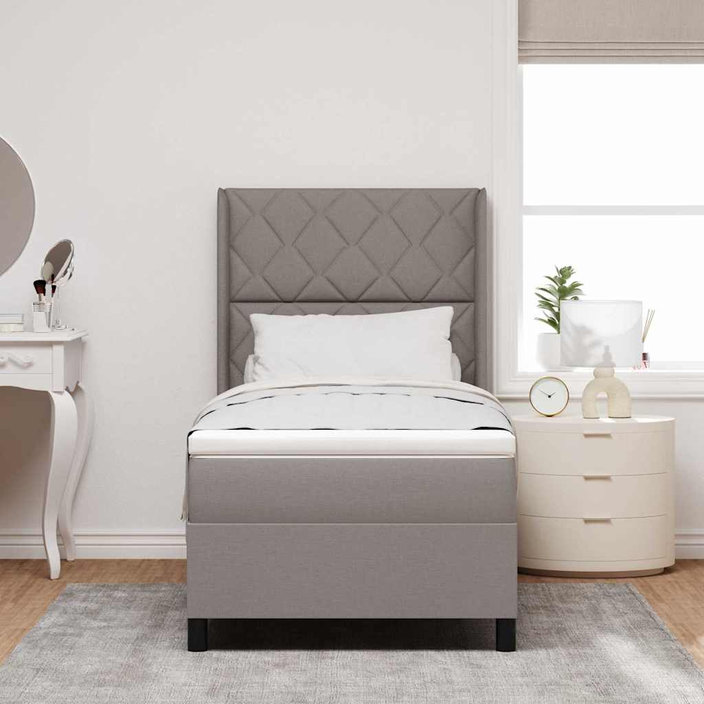Κρεβάτι με ελατήρια με μαξιλάρι Taupe 200 x 90 εκ. ύφασμα - Pakobazaar