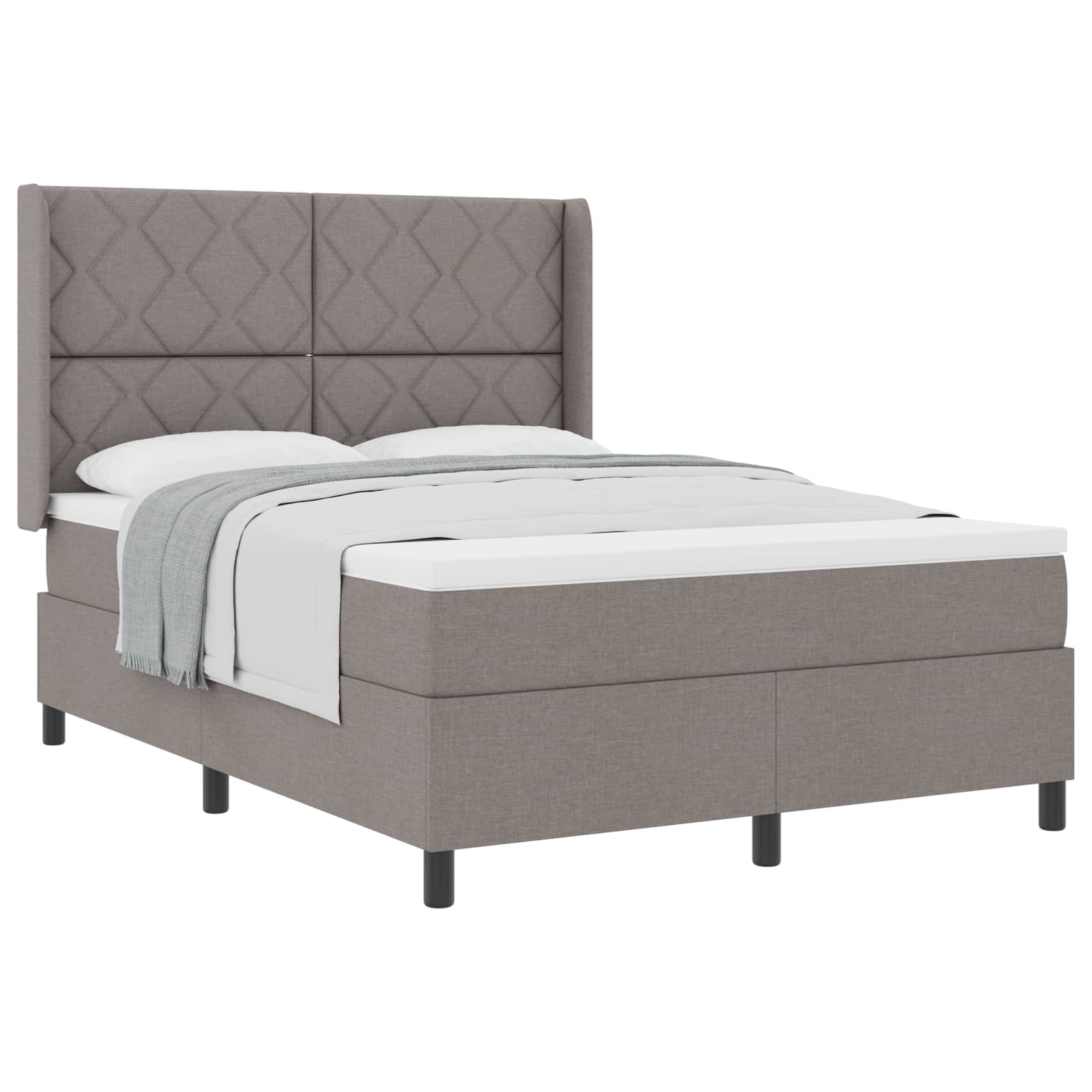 Κρεβάτι με ελατήρια με μαξιλάρι Taupe 190 x 140 εκατοστά ύφασμα - Pakobazaar