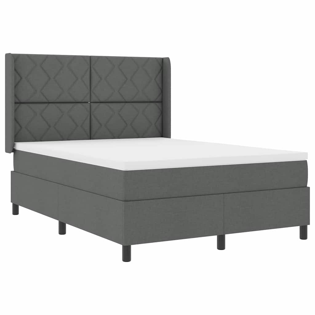 Κρεβάτι με ελατήρια με μαξιλάρι Σκούρο Γκρι 200 x 140 cm ύφασμα - Pakobazaar