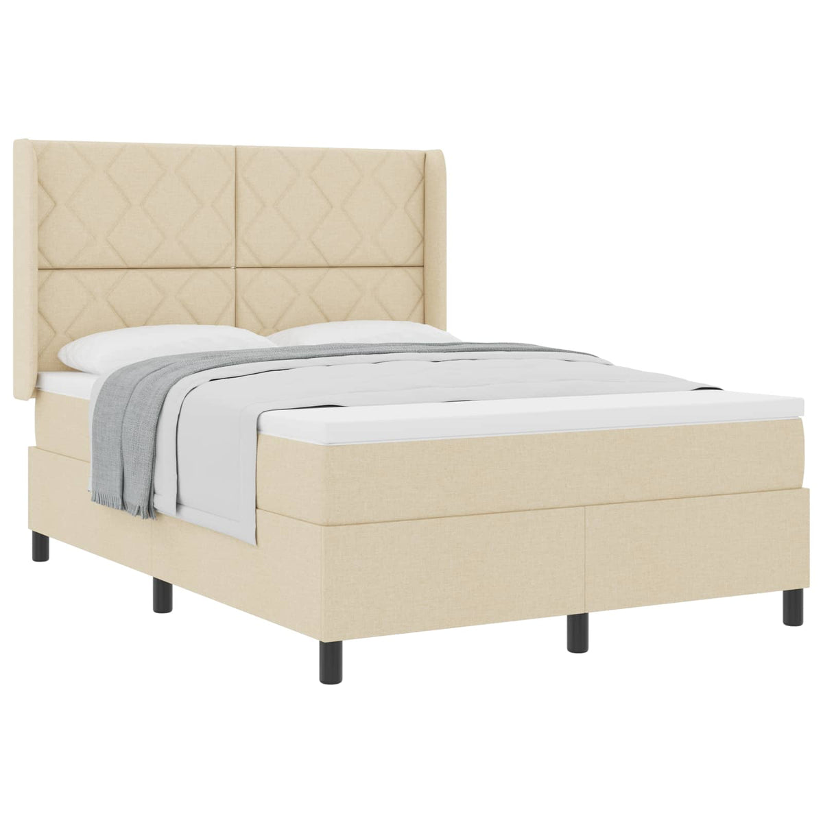 Κρεβάτι με ελατήρια με μαξιλάρι Κρεμ 200 x 140 cm ύφασμα