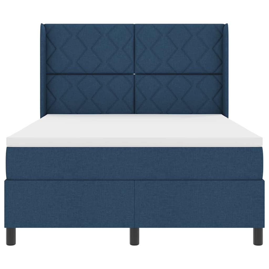 Κρεβάτι με ελατήρια με μαξιλάρι Μπλε 200 x 140 cm ύφασμα