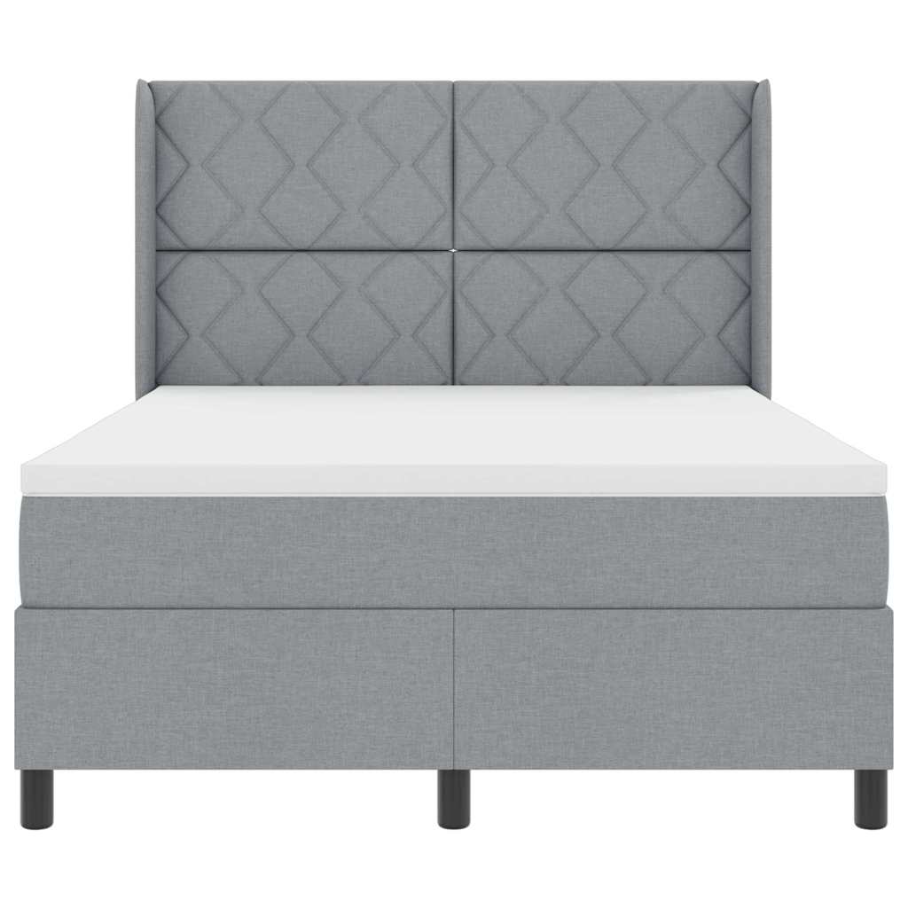 Κρεβάτι με ελατήρια με στρώμα Ανοιχτό γκρι 160 x 200 cm ύφασμα - Pakobazaar