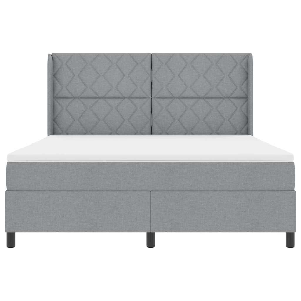 Κρεβάτι με ελατήρια Ανοιχτό γκρι 200 x 180 cm ύφασμα - Pakobazaar