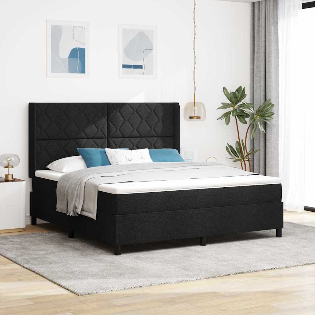 Κρεβάτι με ελατήρια με μαξιλάρι Μαύρο 200 x 180 cm ύφασμα - Pakobazaar