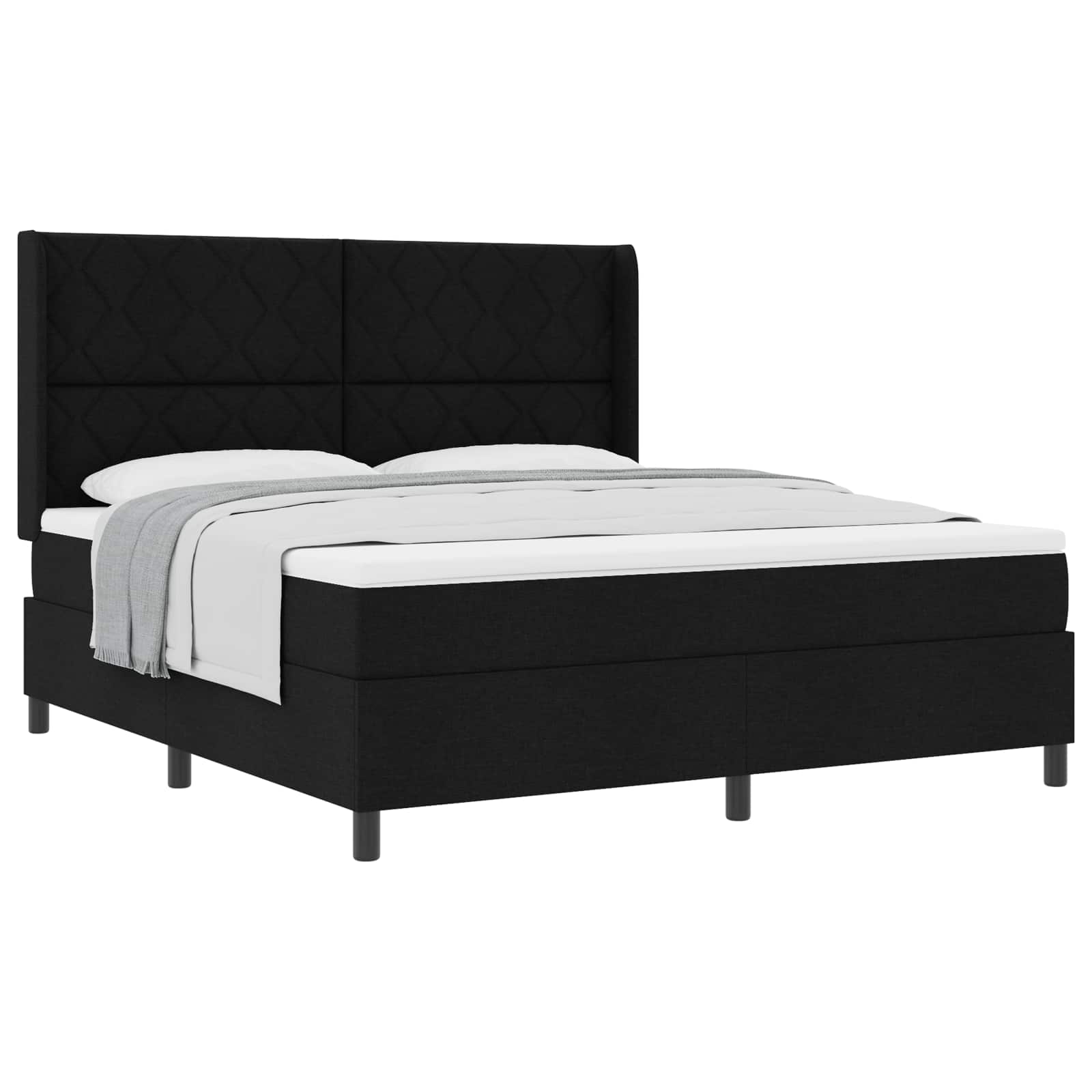 Κρεβάτι με ελατήρια με μαξιλάρι Μαύρο 200 x 180 cm ύφασμα - Pakobazaar