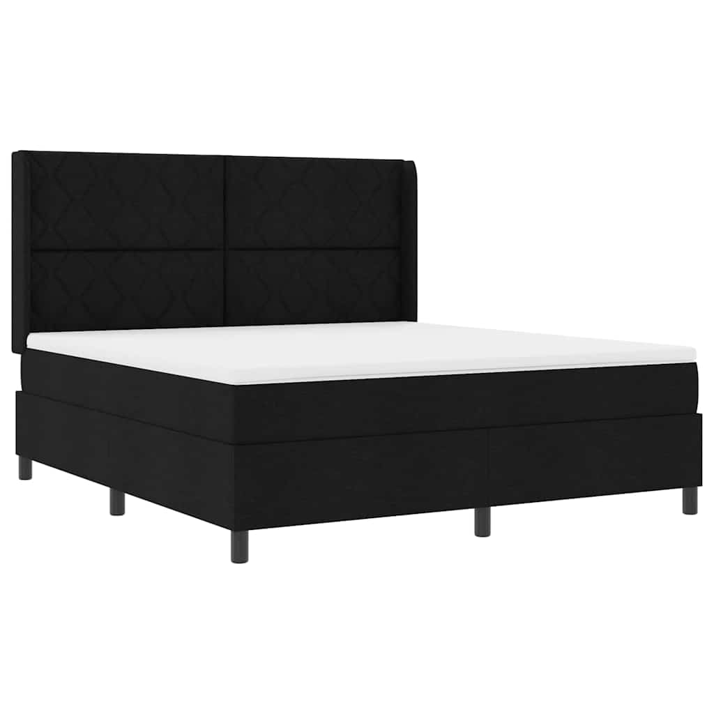 Κρεβάτι με ελατήρια με μαξιλάρι Μαύρο 200 x 180 cm ύφασμα - Pakobazaar