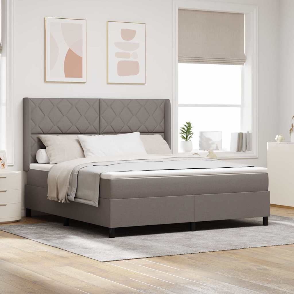Κρεβάτι με ελατήρια με μαξιλάρι Taupe 200 x 180 cm ύφασμα - Pakobazaar