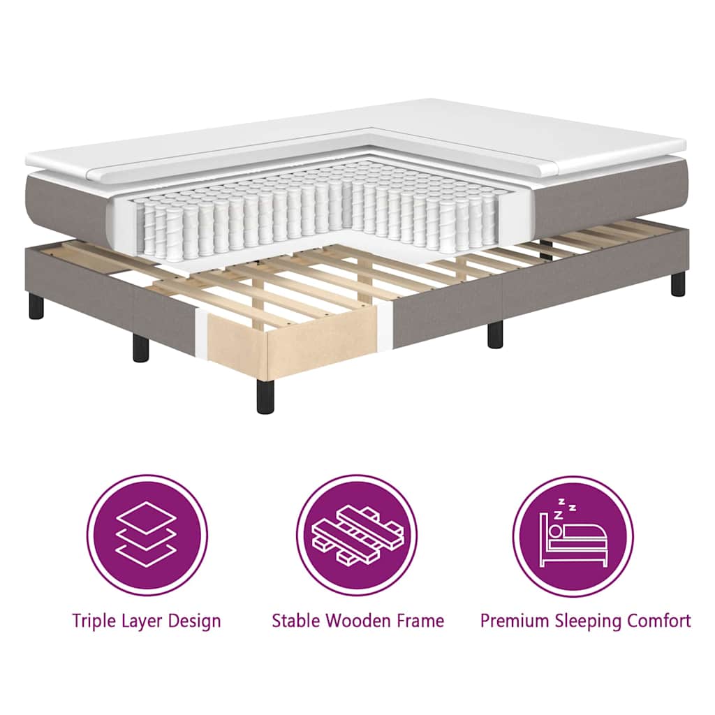Κρεβάτι με ελατήρια με μαξιλάρι Taupe 200 x 180 cm ύφασμα - Pakobazaar