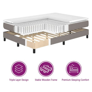 Κρεβάτι με ελατήρια με μαξιλάρι Taupe 200 x 180 cm ύφασμα - Pakobazaar