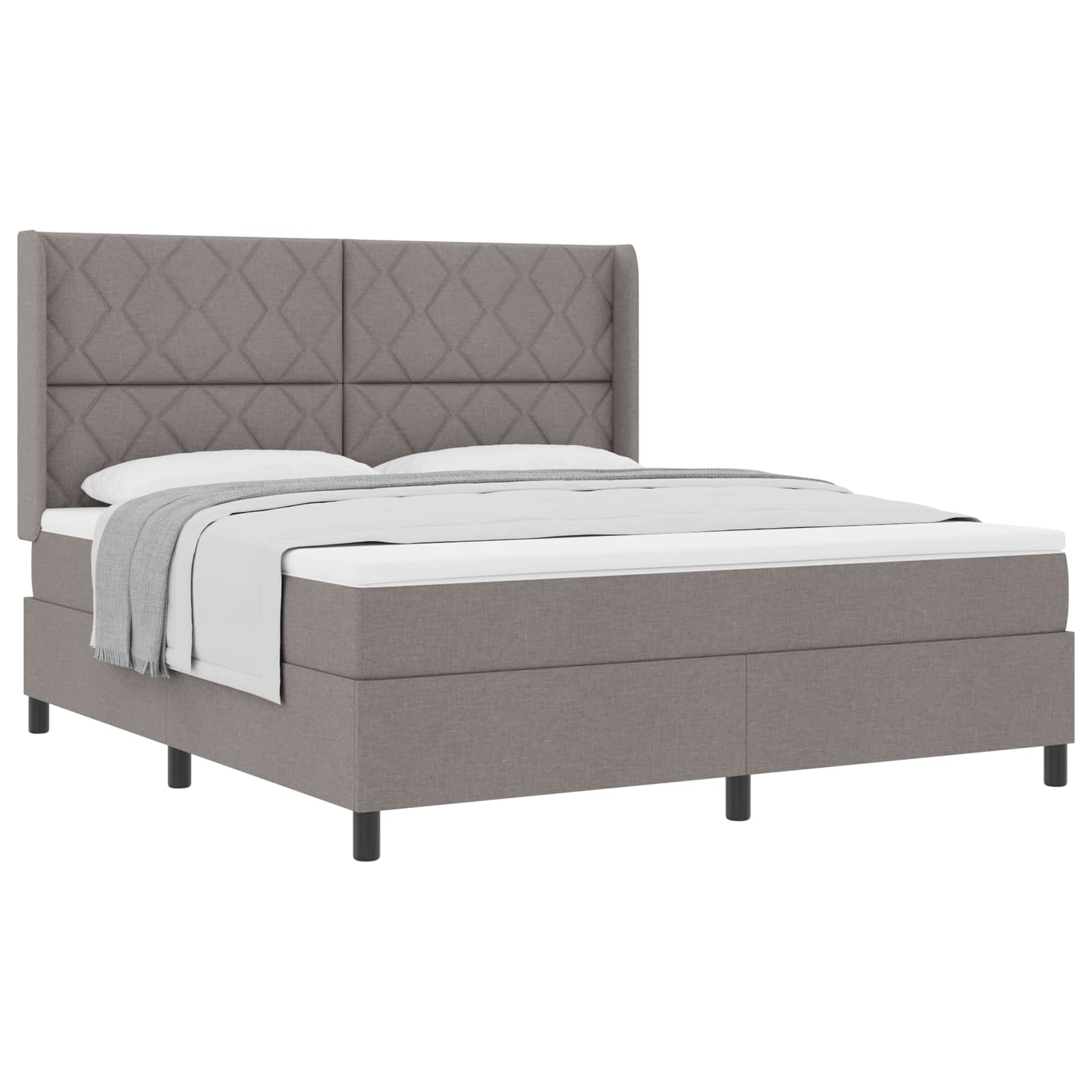 Κρεβάτι με ελατήρια με μαξιλάρι Taupe 200 x 180 cm ύφασμα - Pakobazaar