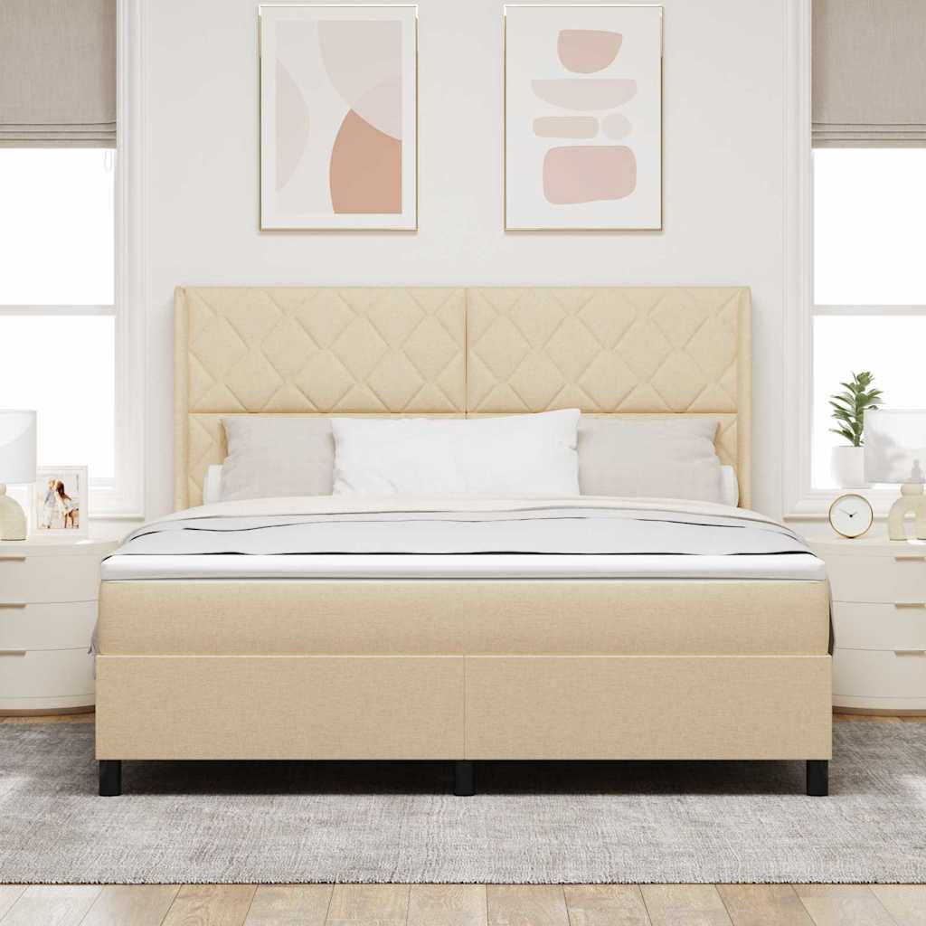 Κρεβάτι με ελατήρια με μαξιλάρι Κρεμ 200 x 180 cm ύφασμα - Pakobazaar