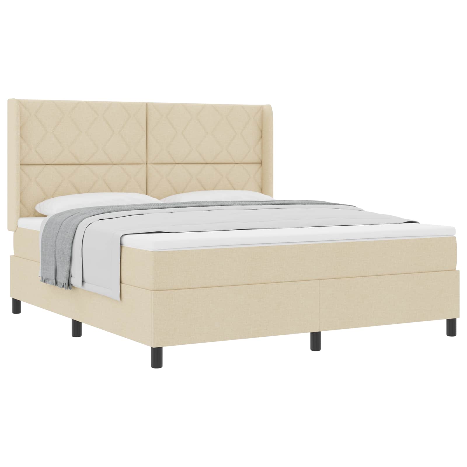 Κρεβάτι με ελατήρια με μαξιλάρι Κρεμ 200 x 180 cm ύφασμα - Pakobazaar